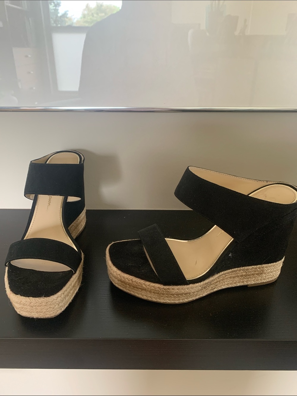 Jessica Simpson Black Espadrille Wedge Sandals